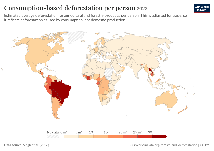 Consumption-based deforestation per person