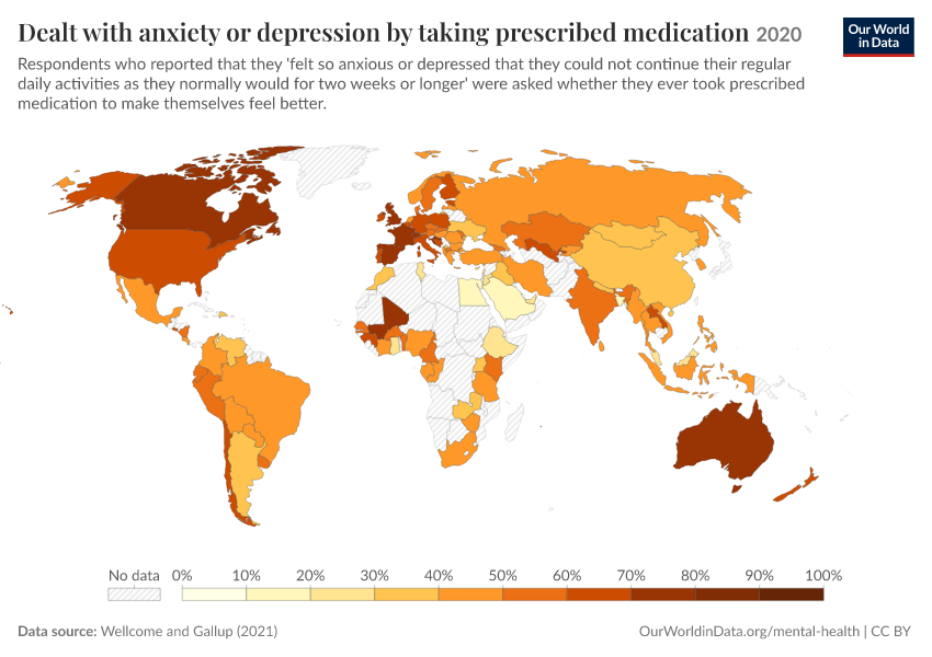Dealt with anxiety or depression by taking prescribed medication
