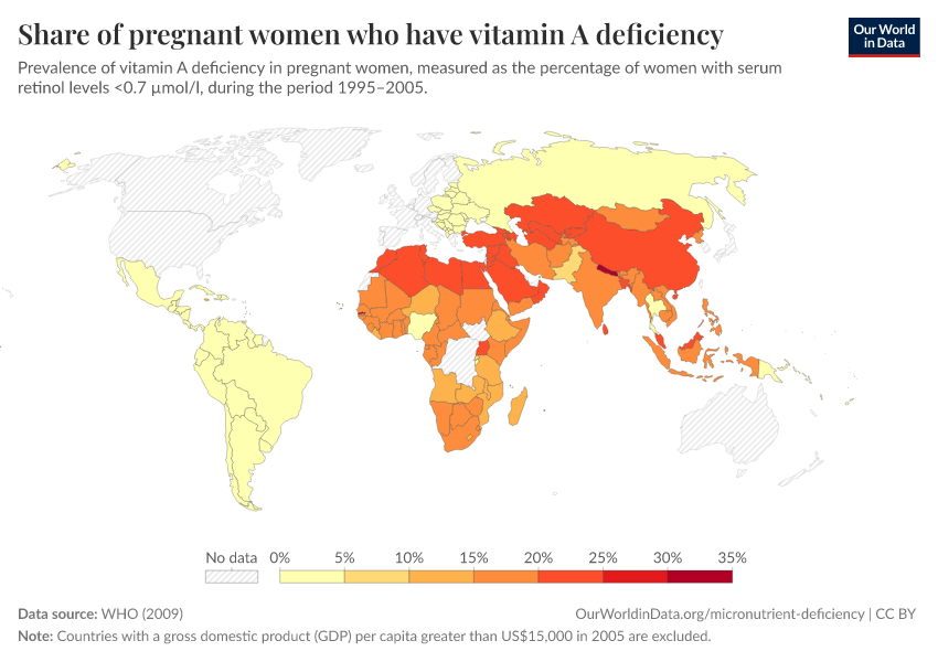 Share of pregnant women who have vitamin A deficiency